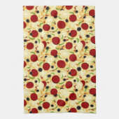 Pizza Toppings Pattern Geschirrtuch (Vertikal)