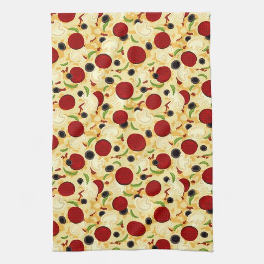 Pizza Toppings Pattern Geschirrtuch (Vertikal)