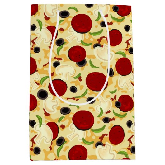 Pizza Toppings Pattern Mittlere Geschenktüte (Vorderseite)