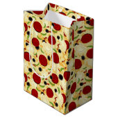 Pizza Toppings Pattern Mittlere Geschenktüte (Rückseite Schrägansicht)
