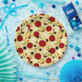 Pizza Toppings Pattern Pappteller (Party)