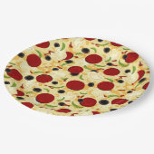 Pizza Toppings Pattern Pappteller (Schrägansicht)