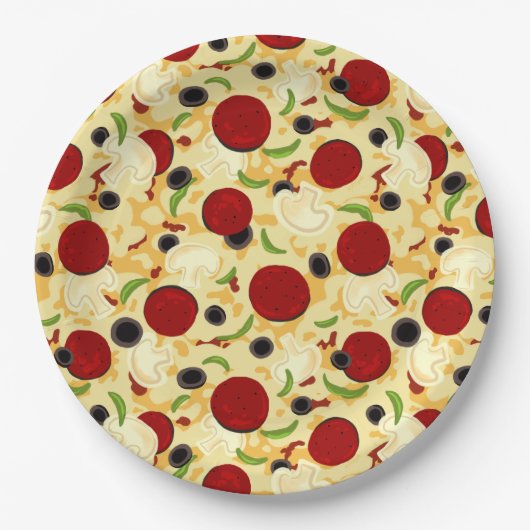 Pizza Toppings Pattern Pappteller (Vorderseite)