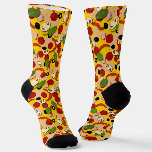 Pizza Toppings Pizzeria Pattern Socken (Gewinkelt)