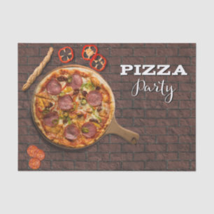 Pizza-Torten-Party auf Ziegelstein Seidenpapier