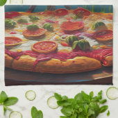 Pizza Tower Geschirrtuch (Gefaltet)