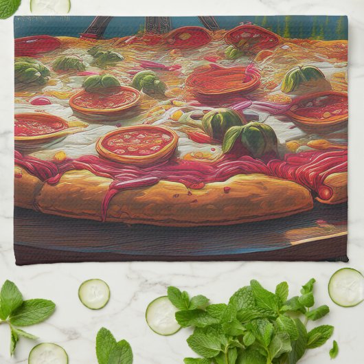 Pizza Tower Geschirrtuch (Gefaltet)