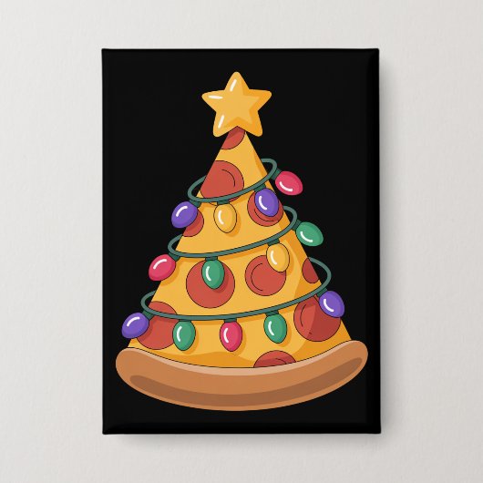 Pizza Tree Christmas Lights Pizza Lover Familie Button (Vorderseite)