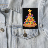 Pizza Tree Christmas Lights Pizza Lover Familie Button (Insitu)