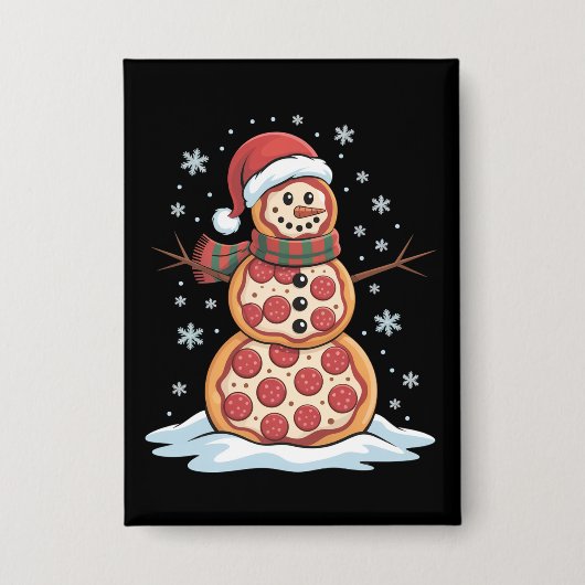 Pizza Tree Snowman Weihnachtsmannmütze Weihnachts- Button (Vorderseite)
