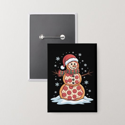 Pizza Tree Snowman Weihnachtsmannmütze Weihnachts- Button (Vorderseite/Rückseite)