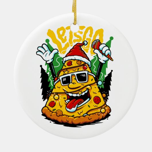 Pizza Tree Weihnachten Lights Merry Crustmas Weihn Keramik Ornament (Hinten)