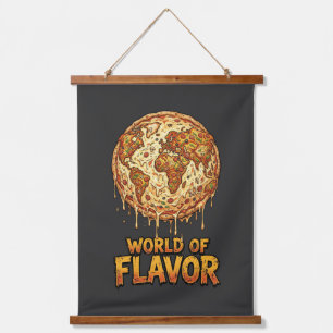 Pizza-Überlastungs-Planet Wandteppich Mit Holzrahmen