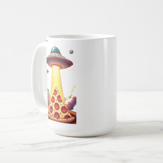Pizza UFO Abduction Kaffeetasse (Vorderseite Links)
