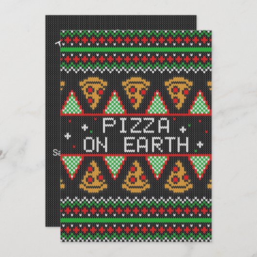 Pizza Ugly Christmas Sweater Einladung (Vorne/Hinten)