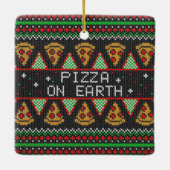 Pizza Ugly Christmas Sweater Keramikornament (Rückseite)