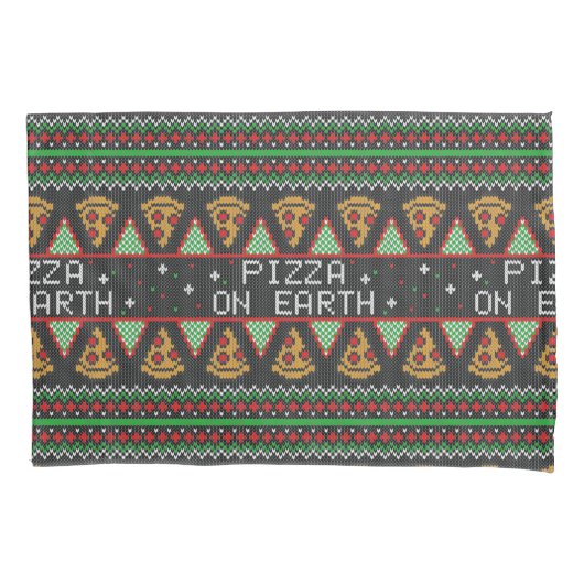 Pizza Ugly Christmas Sweater Kissenbezug (Vorderseite-Links)