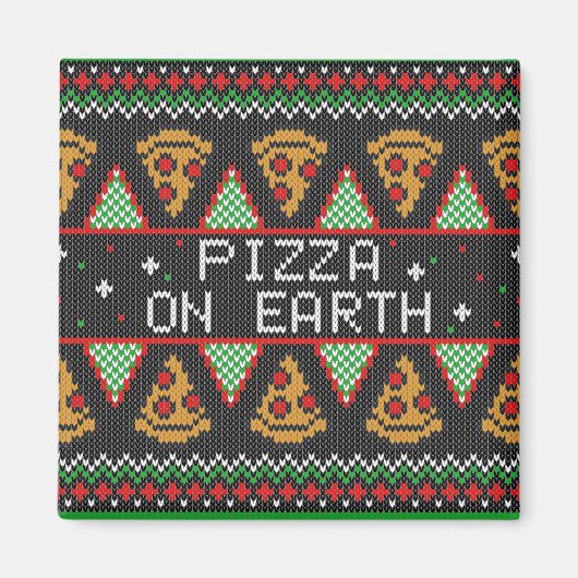 Pizza Ugly Christmas Sweater Magnet (Vorne)