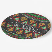 Pizza Ugly Christmas Sweater Pappteller (Schrägansicht)