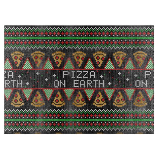 Pizza Ugly Christmas Sweater Schneidebrett (Vorderseite)