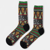 Pizza Ugly Christmas Sweater Socken (Linkes Detail)