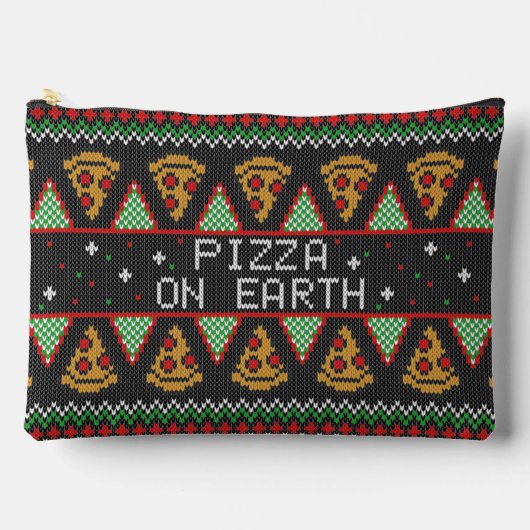 Pizza Ugly Christmas Sweater Zubehörtasche (Vorderseite)