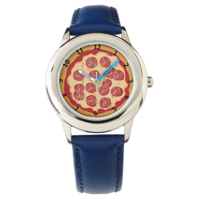 Pizza-Uhr mit Zahlen Armbanduhr (Vorderseite)