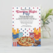 Pizza und Bier Election Night Party 2024 Einladung (Stehend Vorderseite)