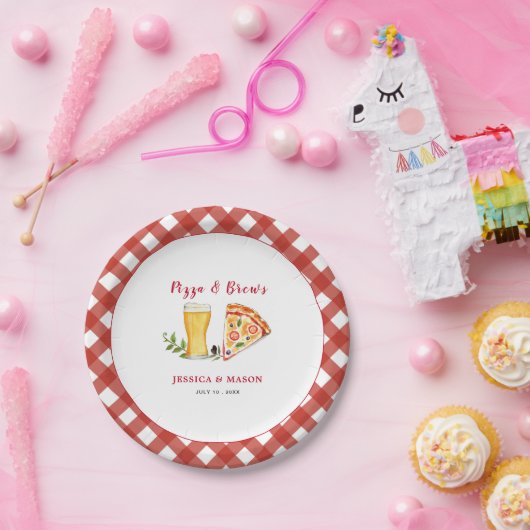 Pizza und Bier Lässige Paare Dusche Pappteller (Party)