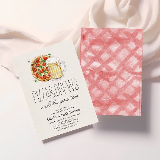 Pizza und Bier Lässige Paare Kinderdusche Einladung