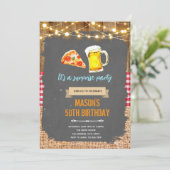 Pizza und Bier-Party Einladung (Stehend Vorderseite)