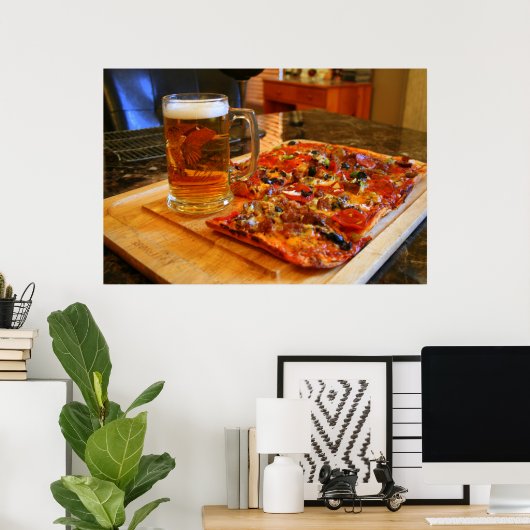 Pizza und Bier Poster (Heimbüro)