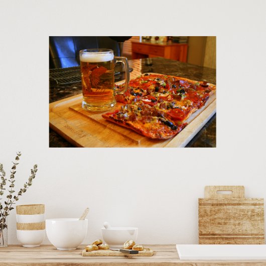 Pizza und Bier Poster (Küche)