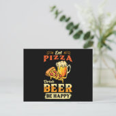 Pizza und Bier Postkarte (Stehend Vorderseite)