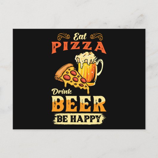 Pizza und Bier Postkarte (Vorderseite)