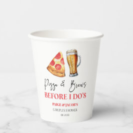 Pizza und Bier vor dem Ich-tue-Es-Junggesellenabsc Pappbecher