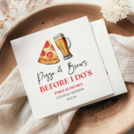 Pizza und Bier vor dem Ja-Wort-Paar-Sprudelparty Serviette