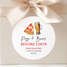 Pizza und Bier vor dem Ja-Wort - Paare-Party  Runder Aufkleber