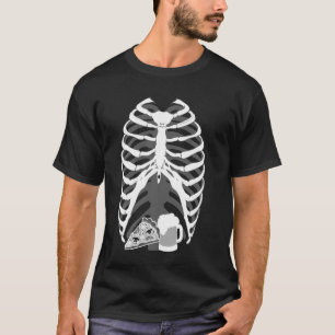 Pizza und Bier X Ray Bly Skeleton Halloween Grab T-Shirt