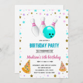 Pizza und Bowling zum Geburtstag Einladung (Vorne/Hinten)