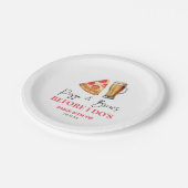 Pizza und Bräune bevor ich Probe essen Pappteller (Schrägansicht)