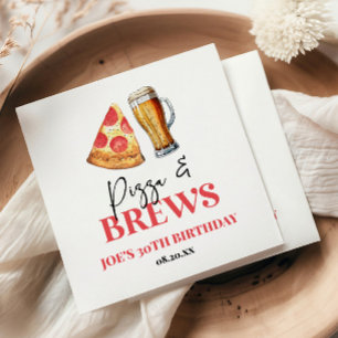 Pizza und Brews Beer Glass Geburtstagsparty Serviette