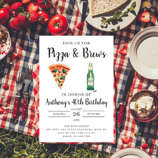 Pizza und Brews Geburtstagsparty Einladung