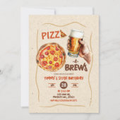 Pizza und Brews Man zum Geburtstag Einladung (Vorderseite)