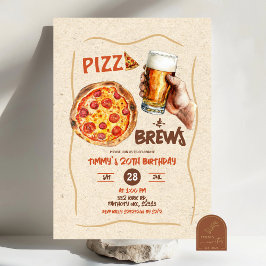 Pizza und Brews Man zum Geburtstag Einladung