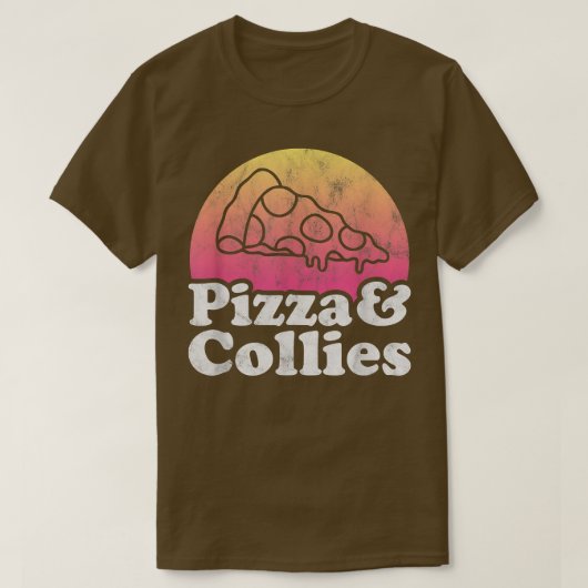 Pizza und Colliese oder Collie T - Shirt (Design vorne)