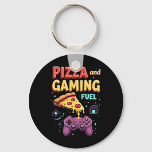 Pizza und Gaming-Treibstoff Lustiger Gamer und Piz Schlüsselanhänger