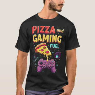 Pizza und Gaming-Treibstoff Lustiger Gamer und Piz T-Shirt
