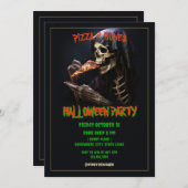 Pizza und Halloween-Party Einladung (Vorne/Hinten)