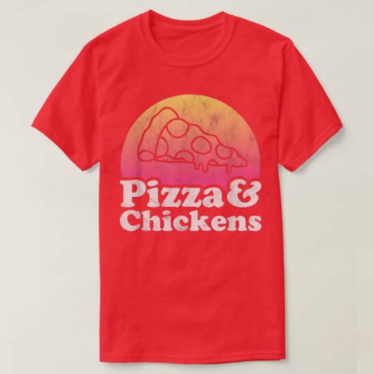 Pizza und Hühner T-Shirt (Design vorne)
